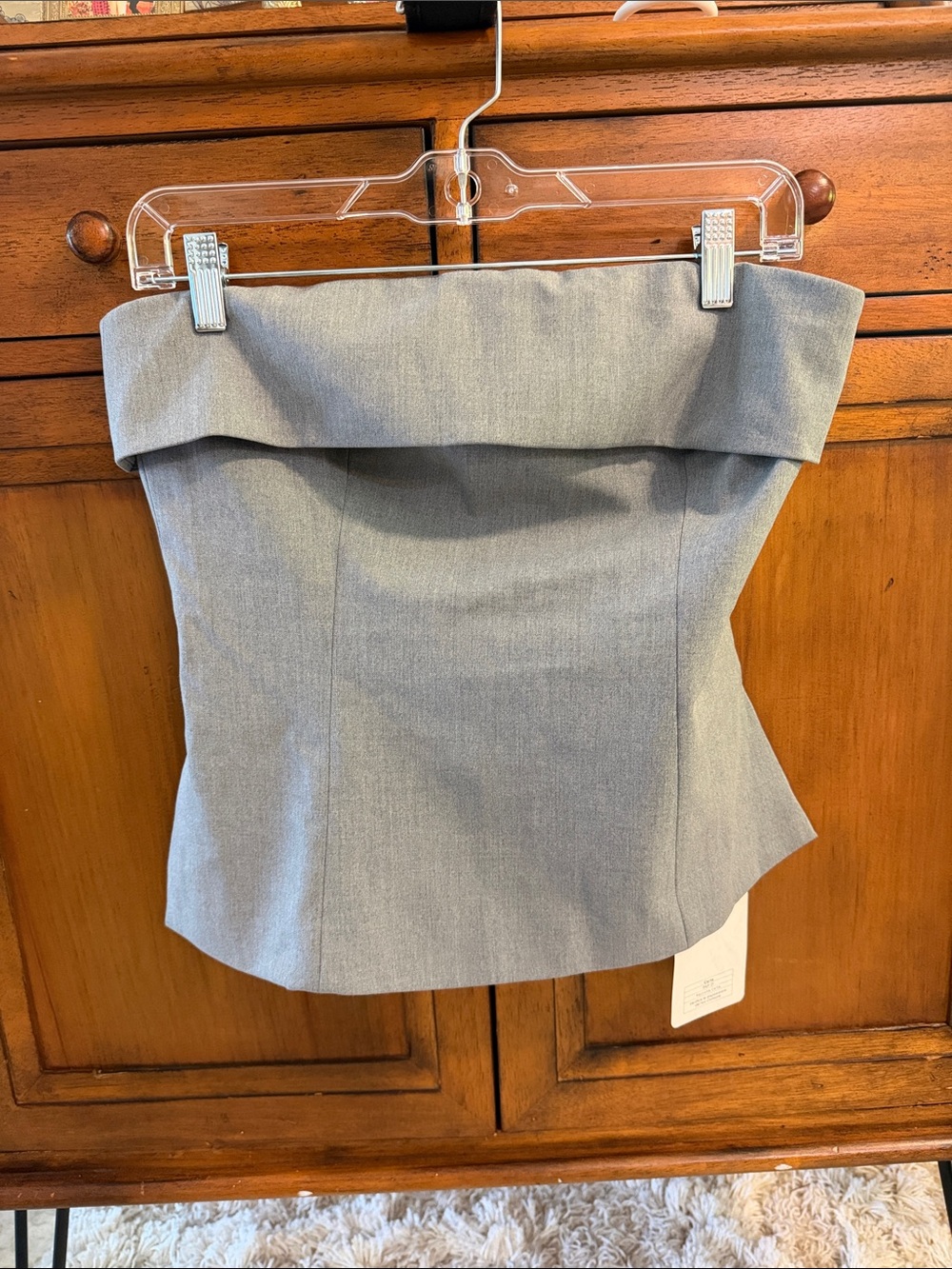 MOTF Gray Off-Shoulder Fold-Over Bustier Top